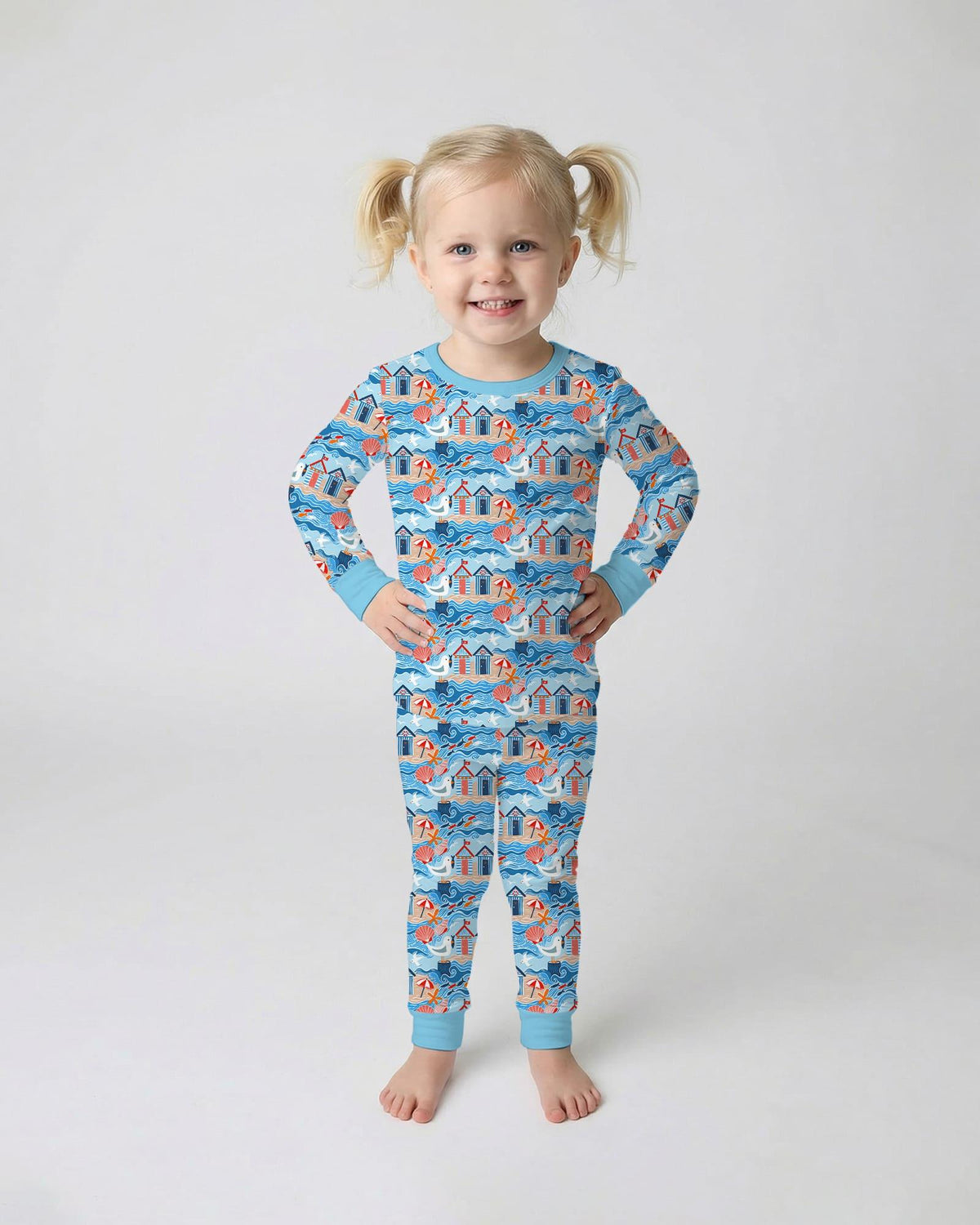 Little Beach Day Bamboo Two Piece Long Sleeve Pajama Set