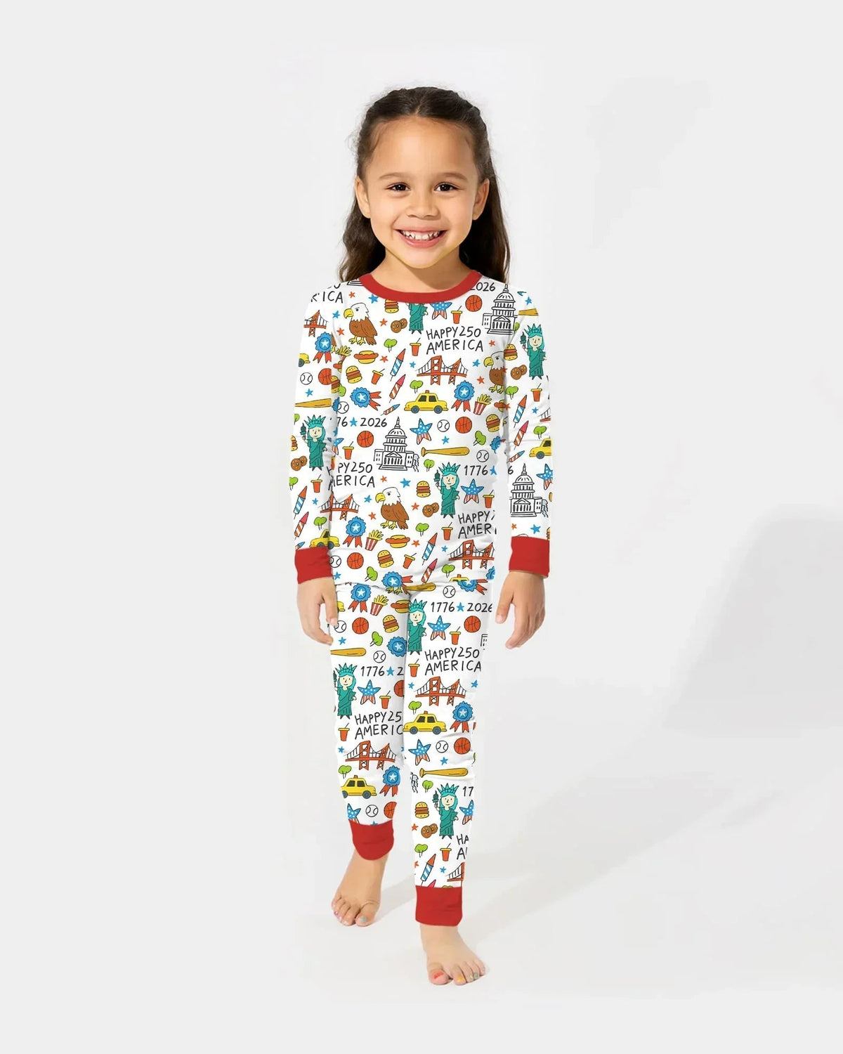 Happy 250 America 7626 Bamboo Two Piece Long Sleeve Pajama Set