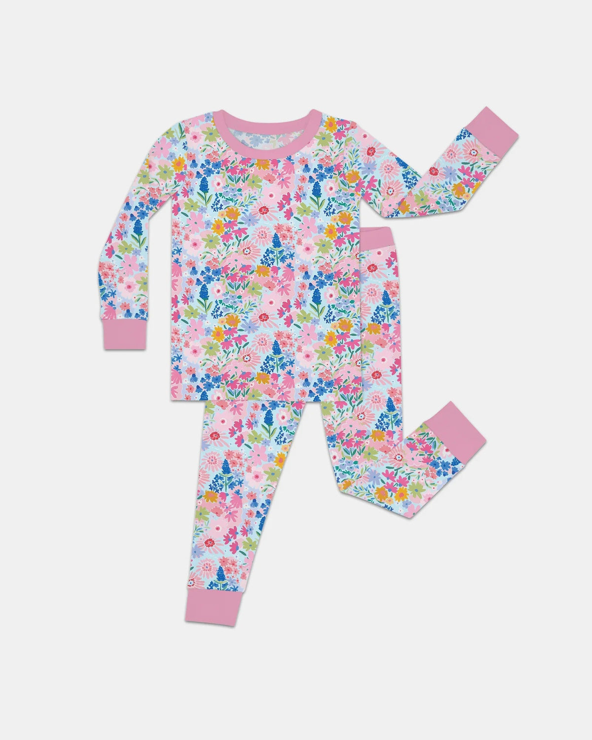 Little Flower Garden Matching Bamboo Two Piece Long Sleeve Pajama Set