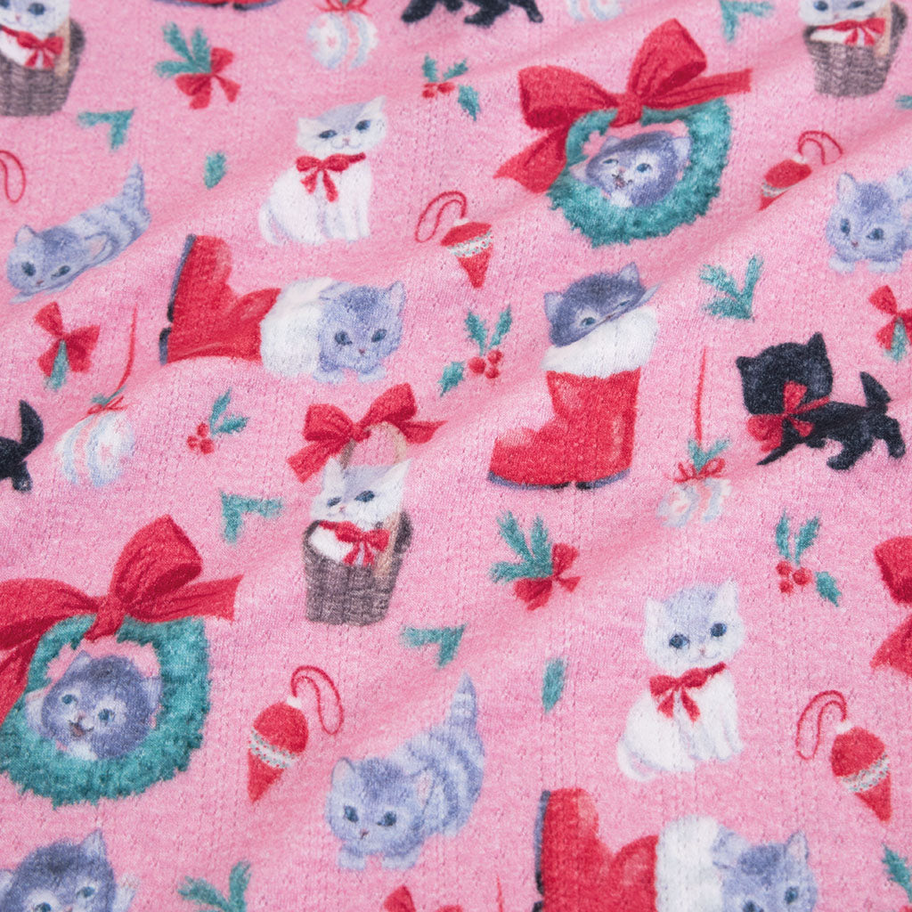 Meowy Christmas Brushed Pointelle Classic Pajama Set