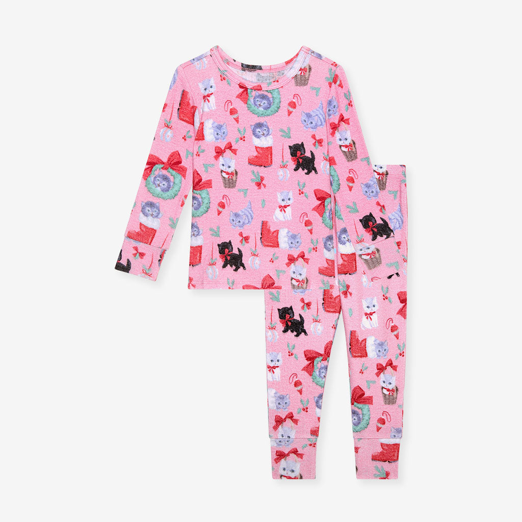 Meowy Christmas Brushed Pointelle Classic Pajama Set