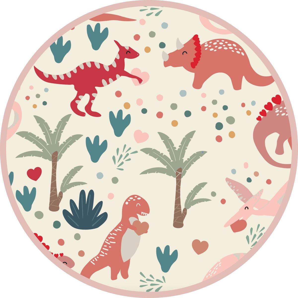 Lovasaurus Pink Valentine's Day Dinosaurs Two-Piece Bamboo Long Sleeve Kids Pajama Pants Set
