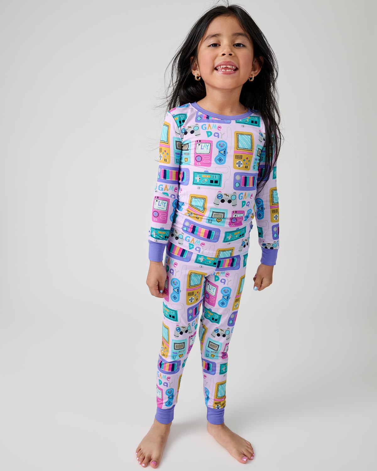 Purple Game On Two-Piece Pajama Set