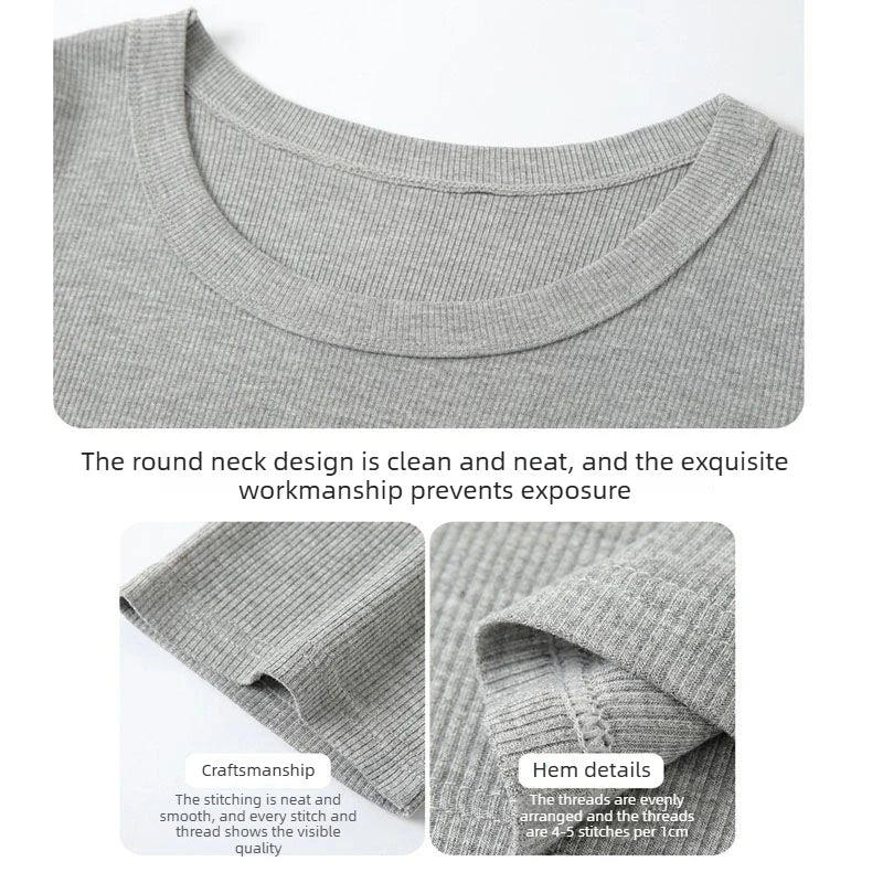 Ribbed T-Shirt Women Tight Fit Short Sleeve Crewneck Solid Color Going Out Tops Y2k Streetwear Basic Tee Women Clothing