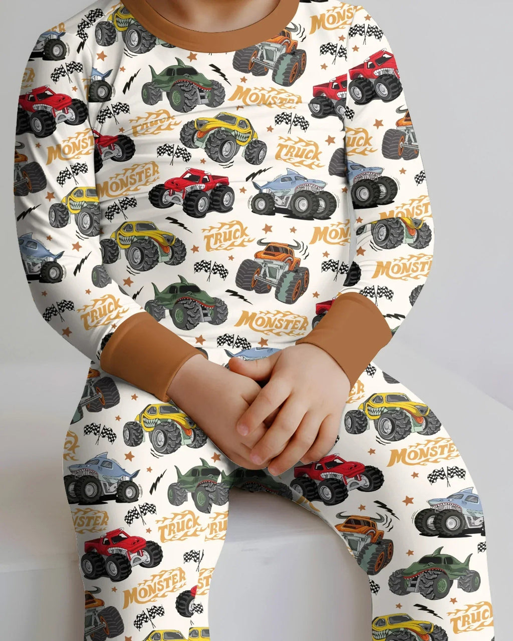 Vroom Vroom Monster Truck Bamboo Two Piece Long Sleeve Pajama Set