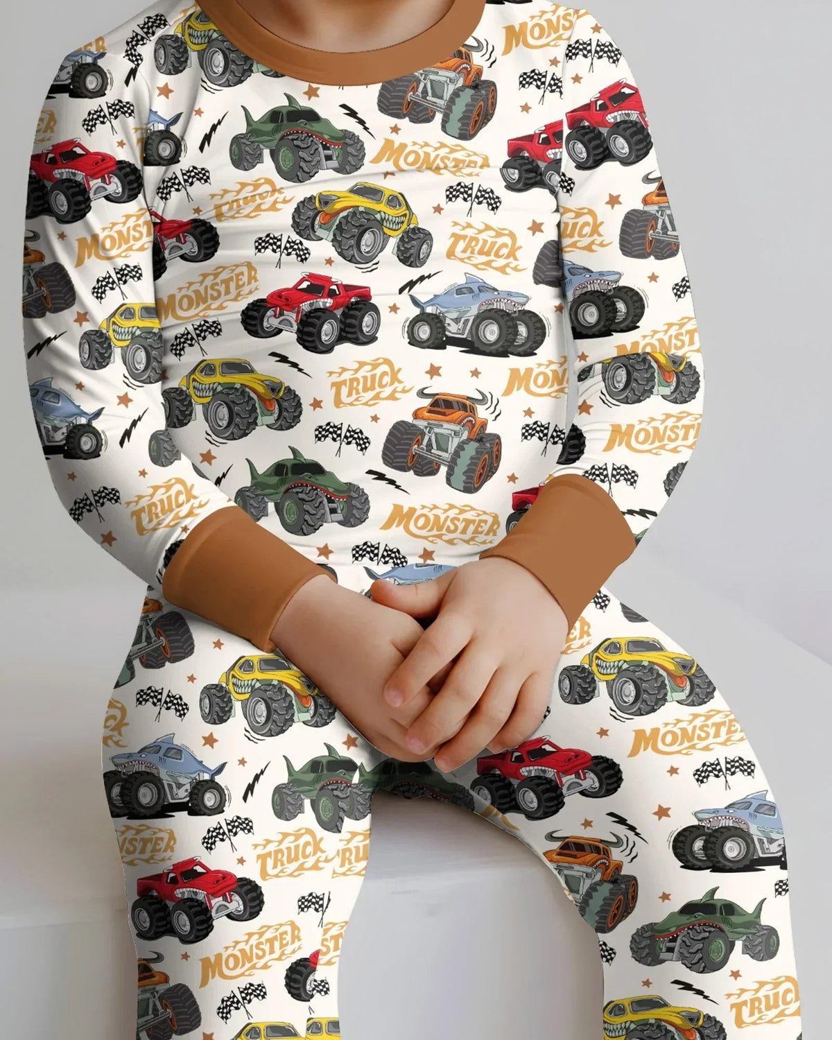 Vroom Vroom Monster Truck Bamboo Two Piece Long Sleeve Pajama Set