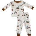 Ribbed  Long Sleeve Pajama Set - Construction Trucks