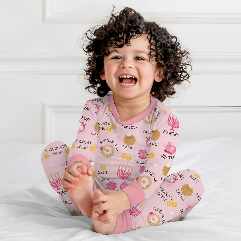 Family Hanukkah Matching Bamboo Two Piece Long Sleeve Pajama Set