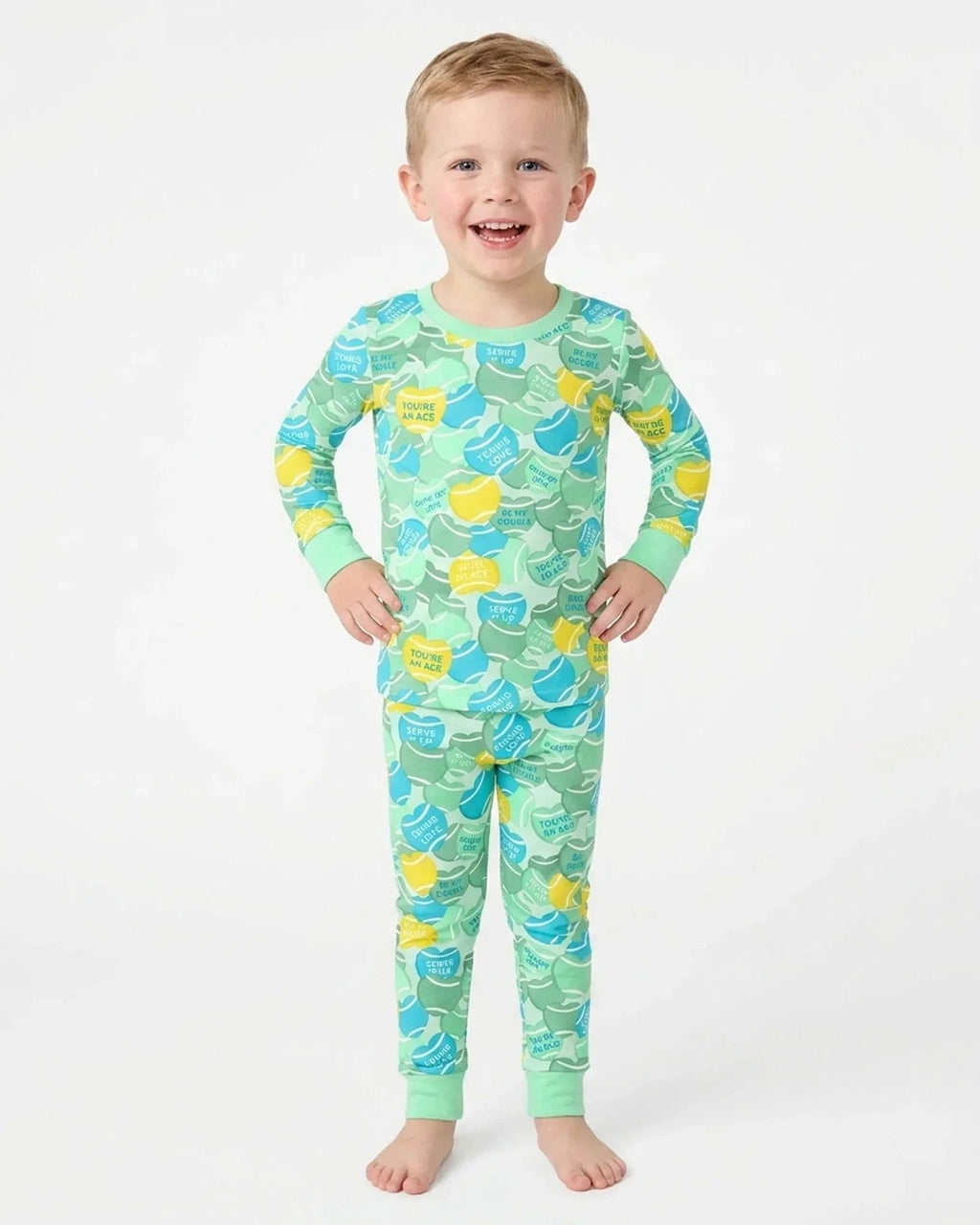 Tennis Candy Family Matching Bamboo Two Piece Long Sleeve Pajama Set