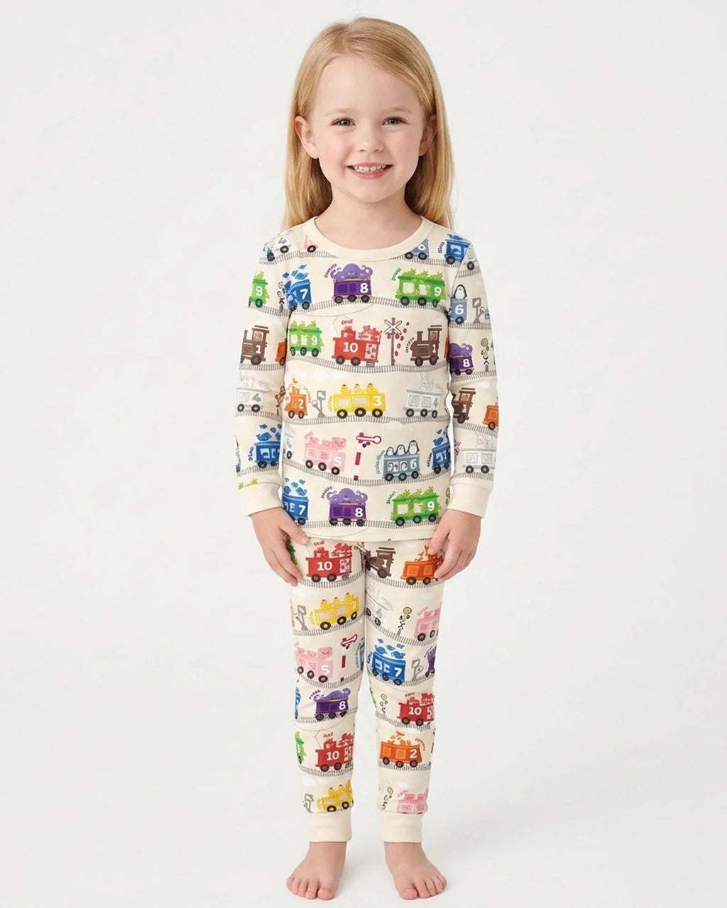 Color Train Bamboo Two Piece Long Sleeve Pajama Set