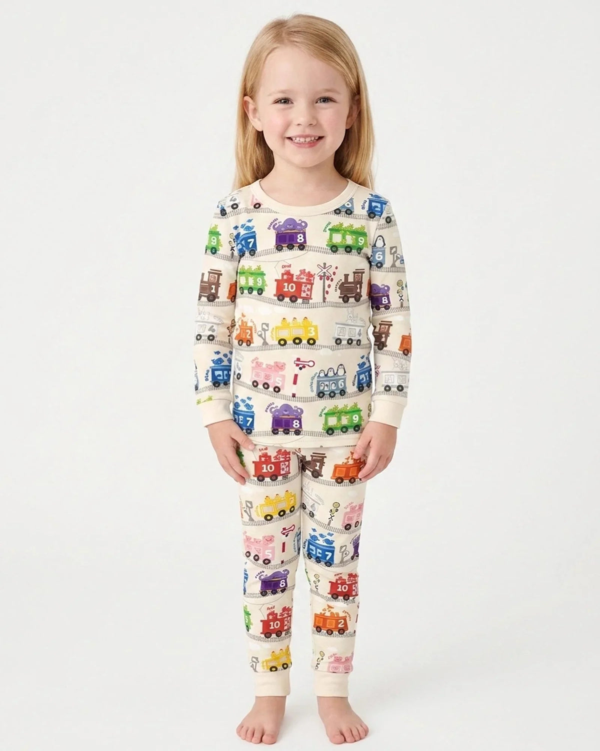 Color Train Bamboo Two Piece Long Sleeve Pajama Set