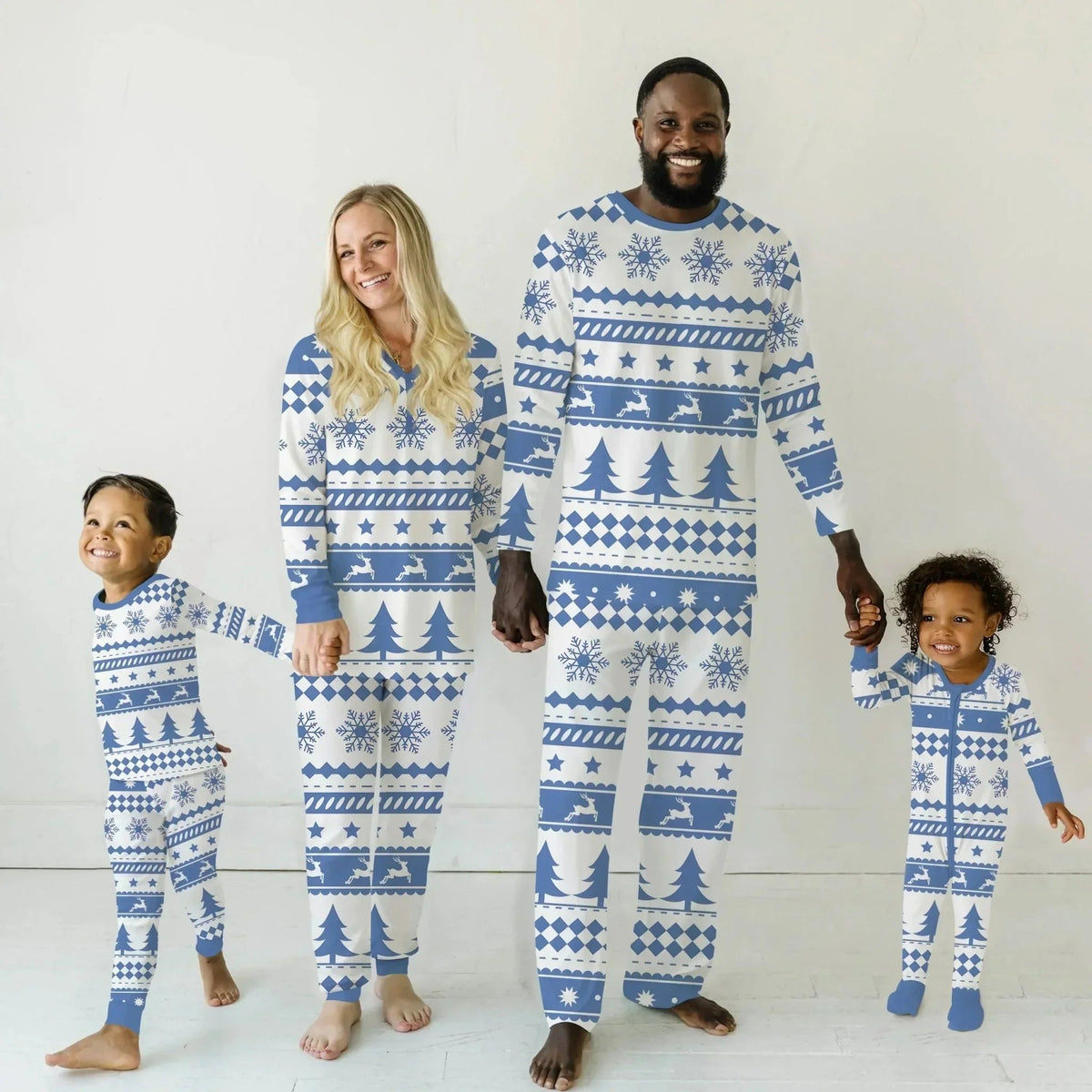Blue Fair Isle Bamboo Two Piece Long Sleeve Pajama Set