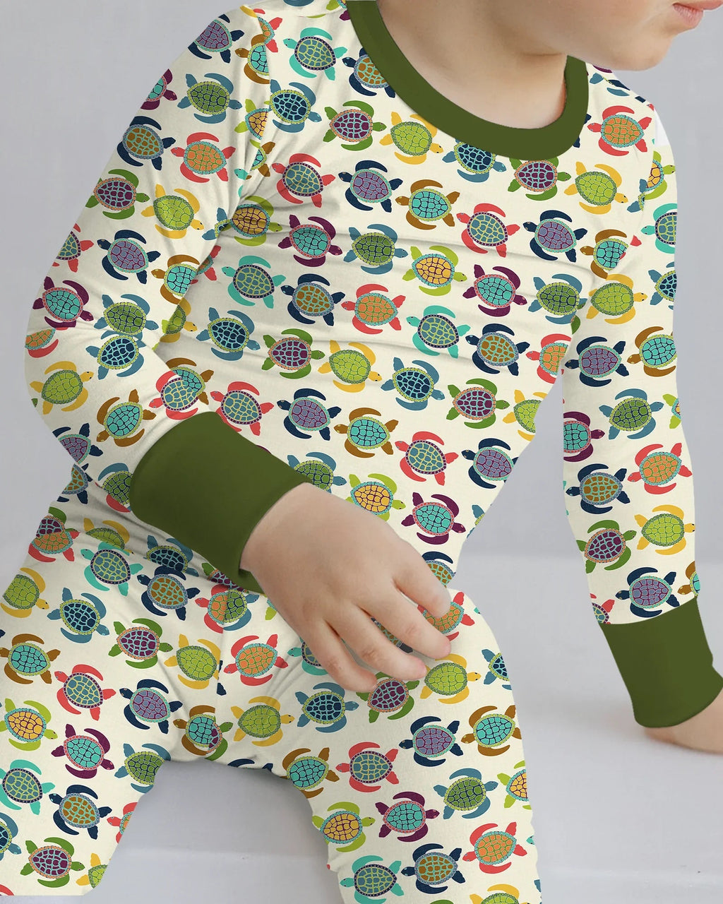 Happy Turtle Parade Bamboo Two Piece Long Sleeve Pajama Set