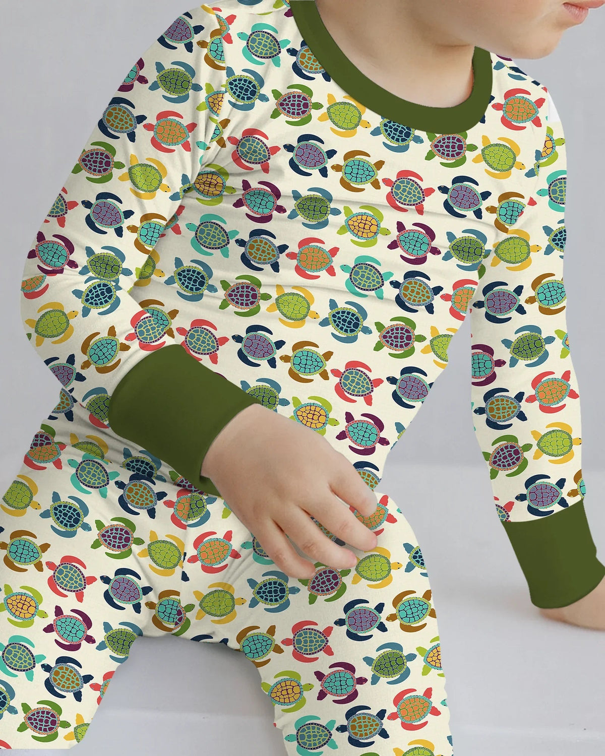 Happy Turtle Parade Bamboo Two Piece Long Sleeve Pajama Set