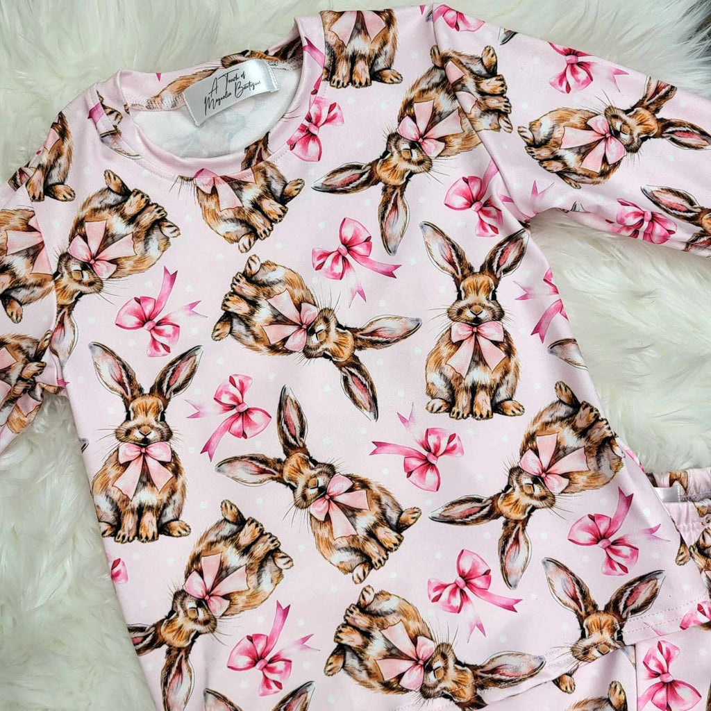 Bunny and Pink Bows Pajama Set