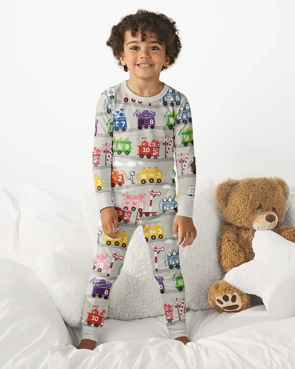 Color Train Bamboo Two Piece Long Sleeve Pajama Set