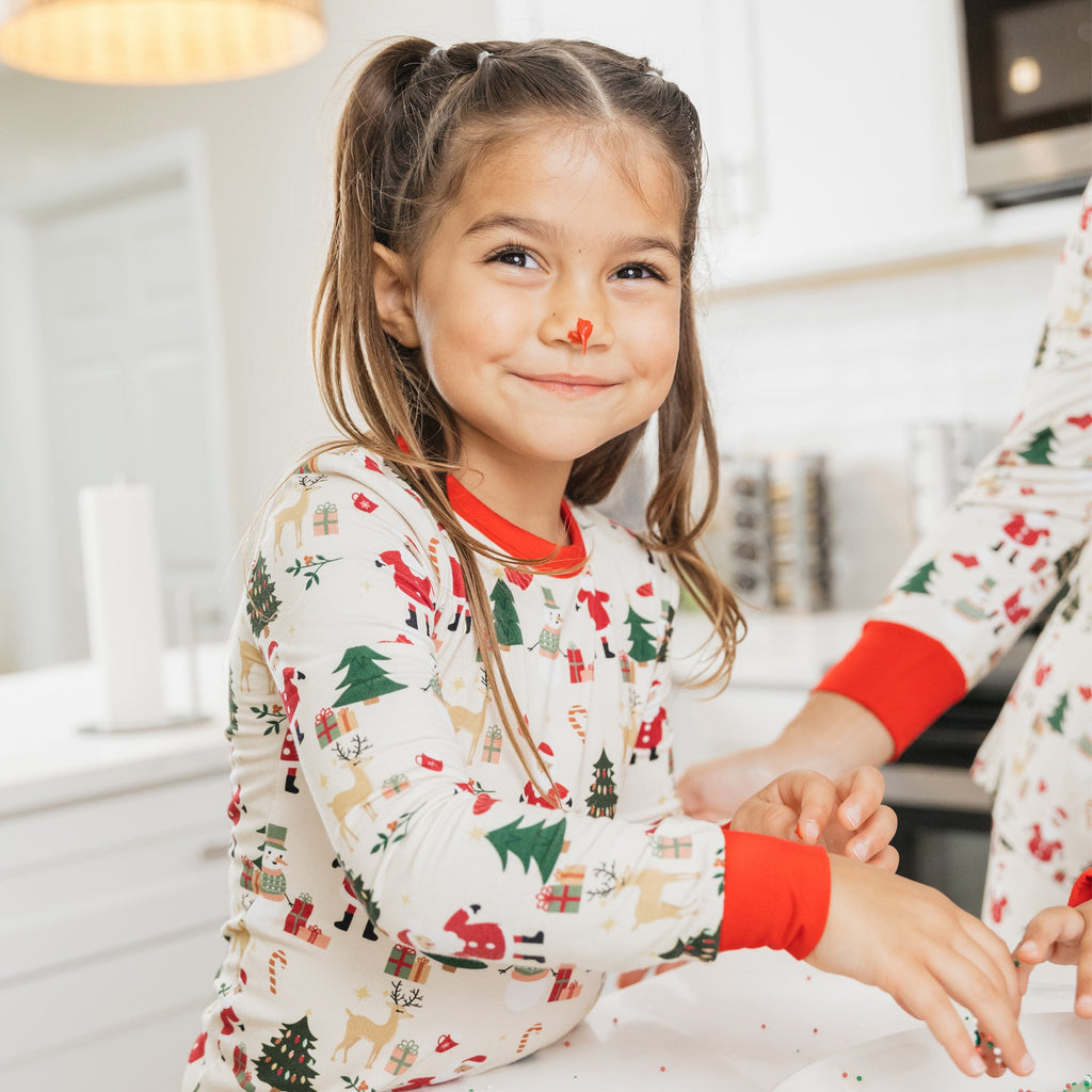 Cozy Christmas Bamboo Long Sleeve Kids Pajama Pants Set