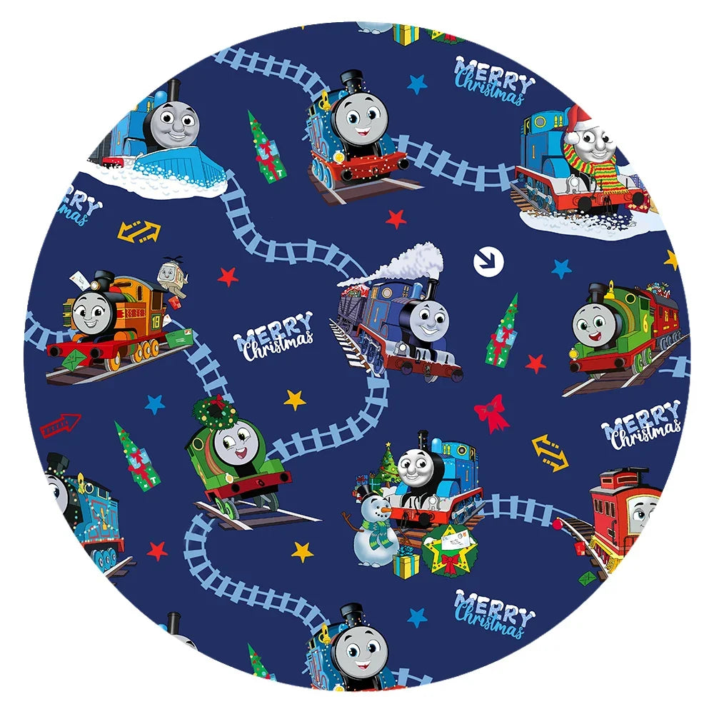 Christmas Train Tracks and Pals on Navy Blue Kids Two-Piece Pajama Set