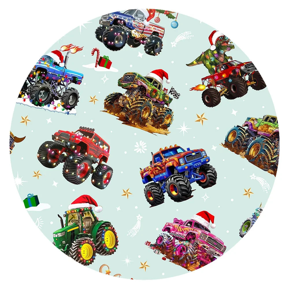 Christmas Colorful Truck Ride Game on Red Kids Two-Piece Pajama Set