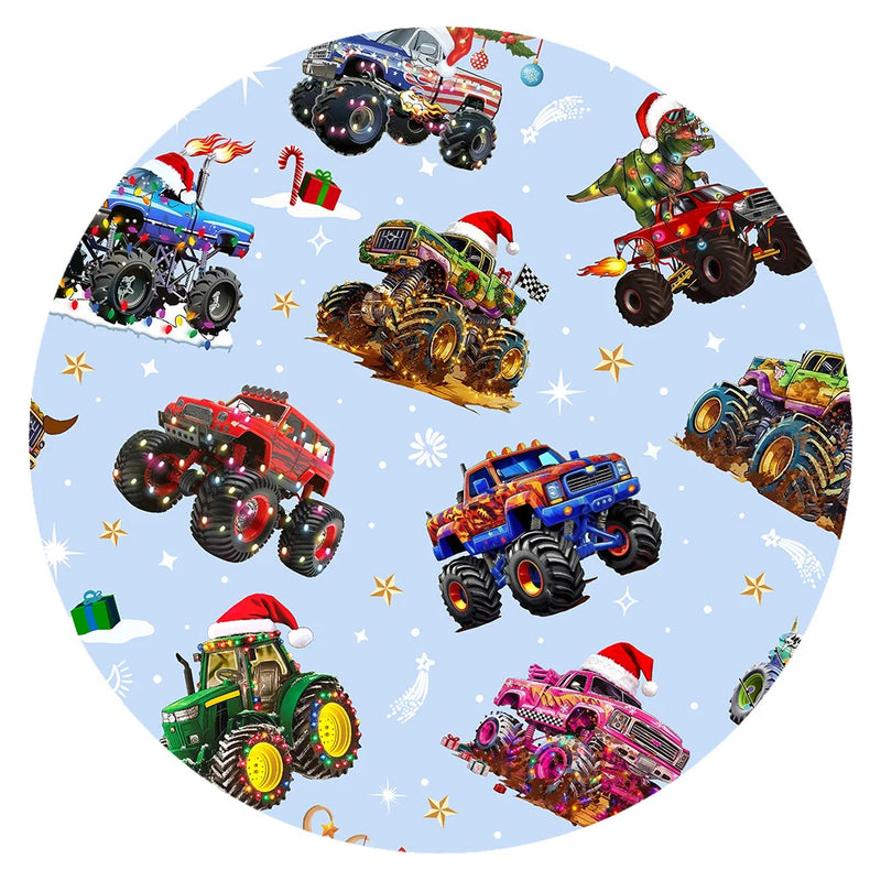 Christmas Colorful Truck Ride Game on Blue Kids Bamboo Two-Piece Pajama Set