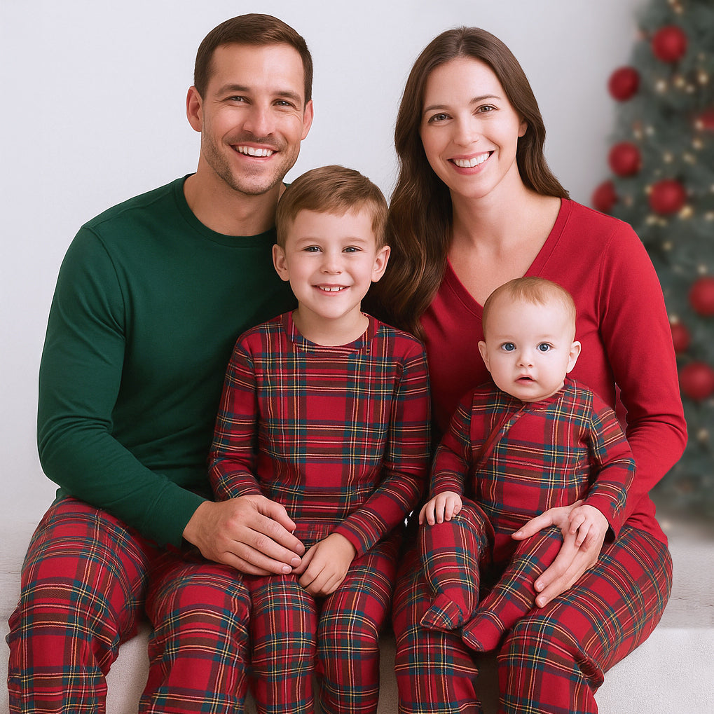 Christmas Kids' Bamboo Pajama Set – Classic Tartan Holiday