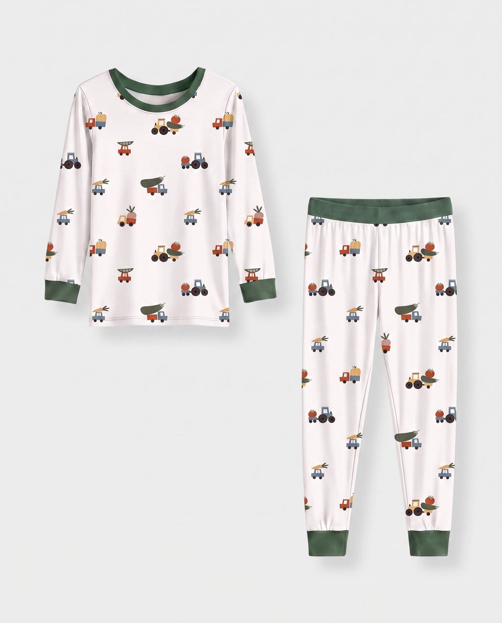 Little Harvest Wheels Bamboo Two Piece Long Sleeve Pajama Set