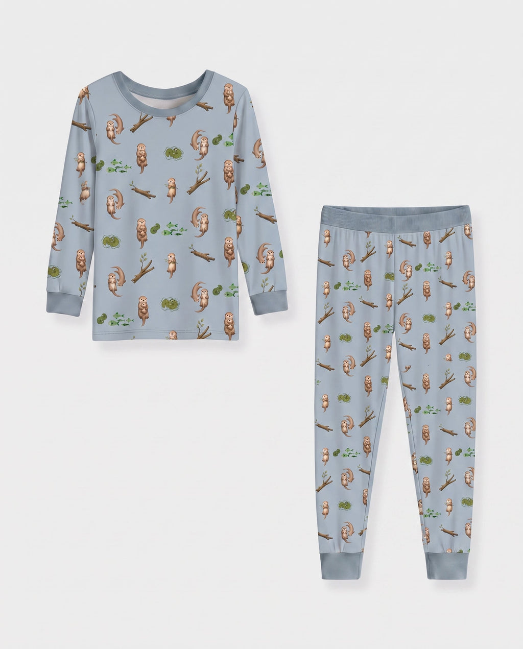 Otter Family River Days Bamboo Two Piece Long Sleeve Pajama Set