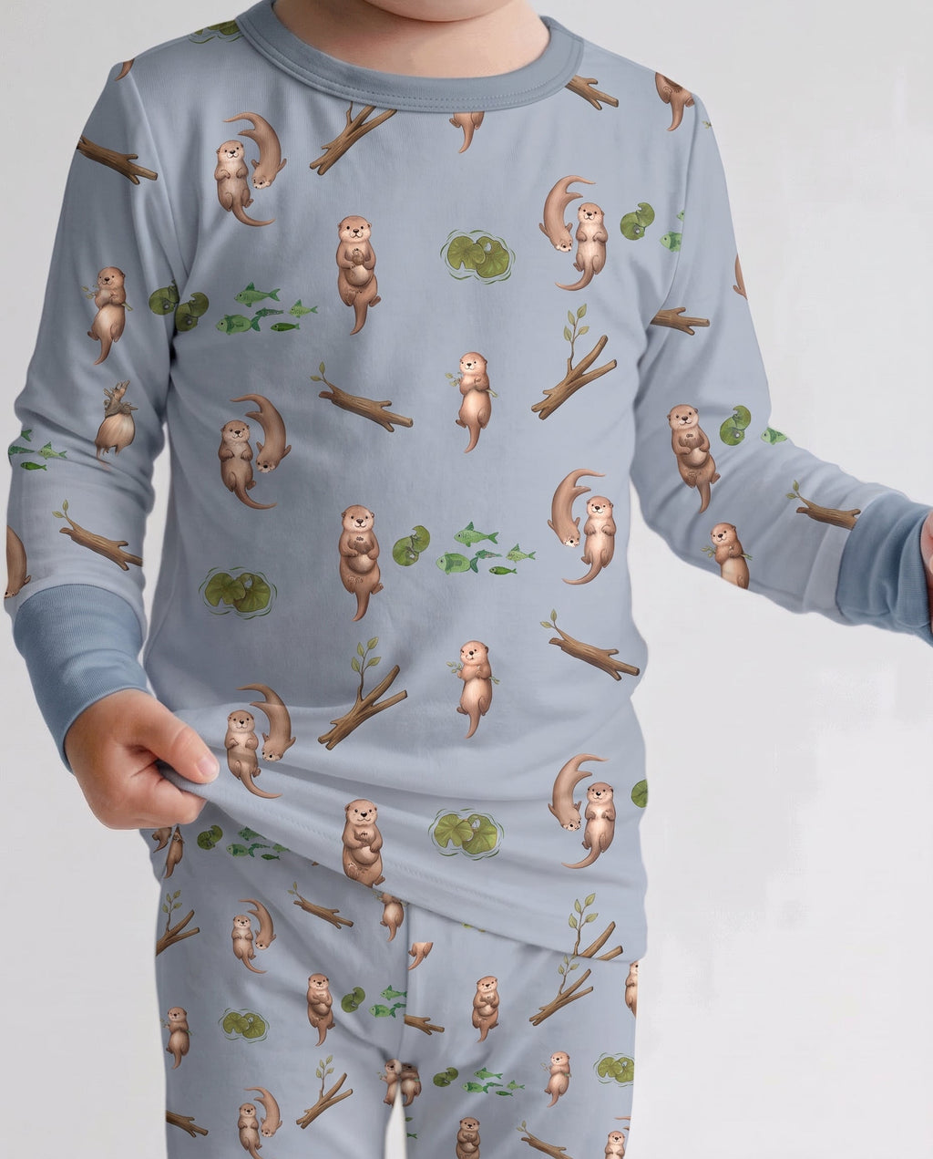 Otter Family River Days Bamboo Two Piece Long Sleeve Pajama Set