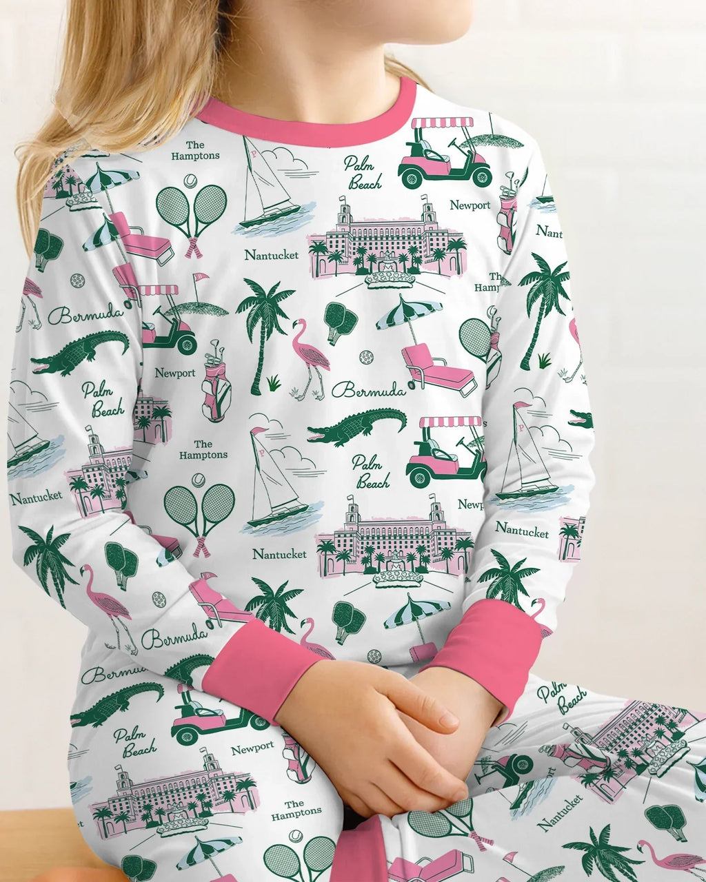 Preppy Palm Getaway Bamboo Two Piece Long Sleeve Pajama Set