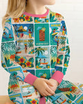 Aloha Postcard Paradise Bamboo Two Piece Long Sleeve Pajama Set