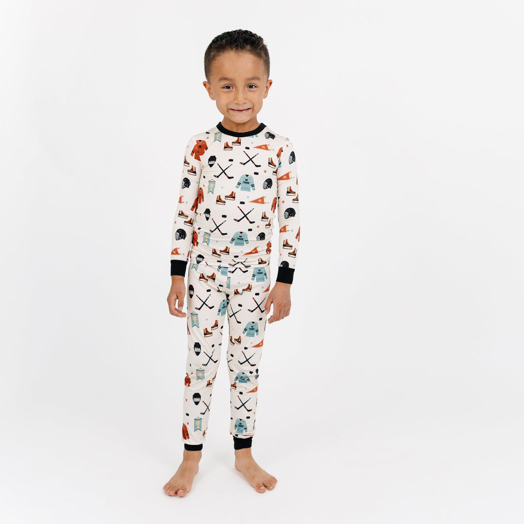 Hat Trick Hockey Two-Piece Bamboo Long Sleeve Pajama Kids Pants Set
