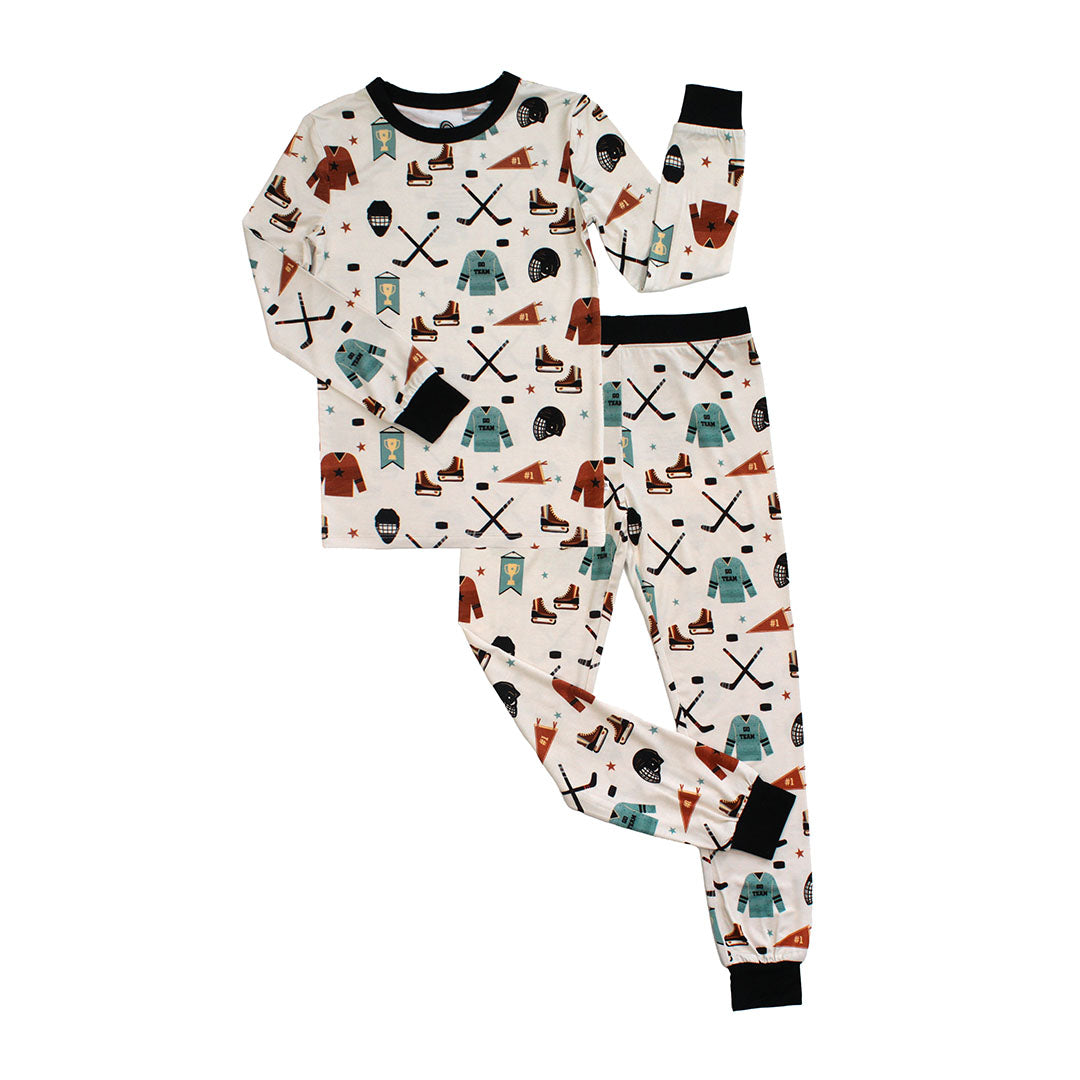 Hat Trick Hockey Two-Piece Bamboo Long Sleeve Pajama Kids Pants Set