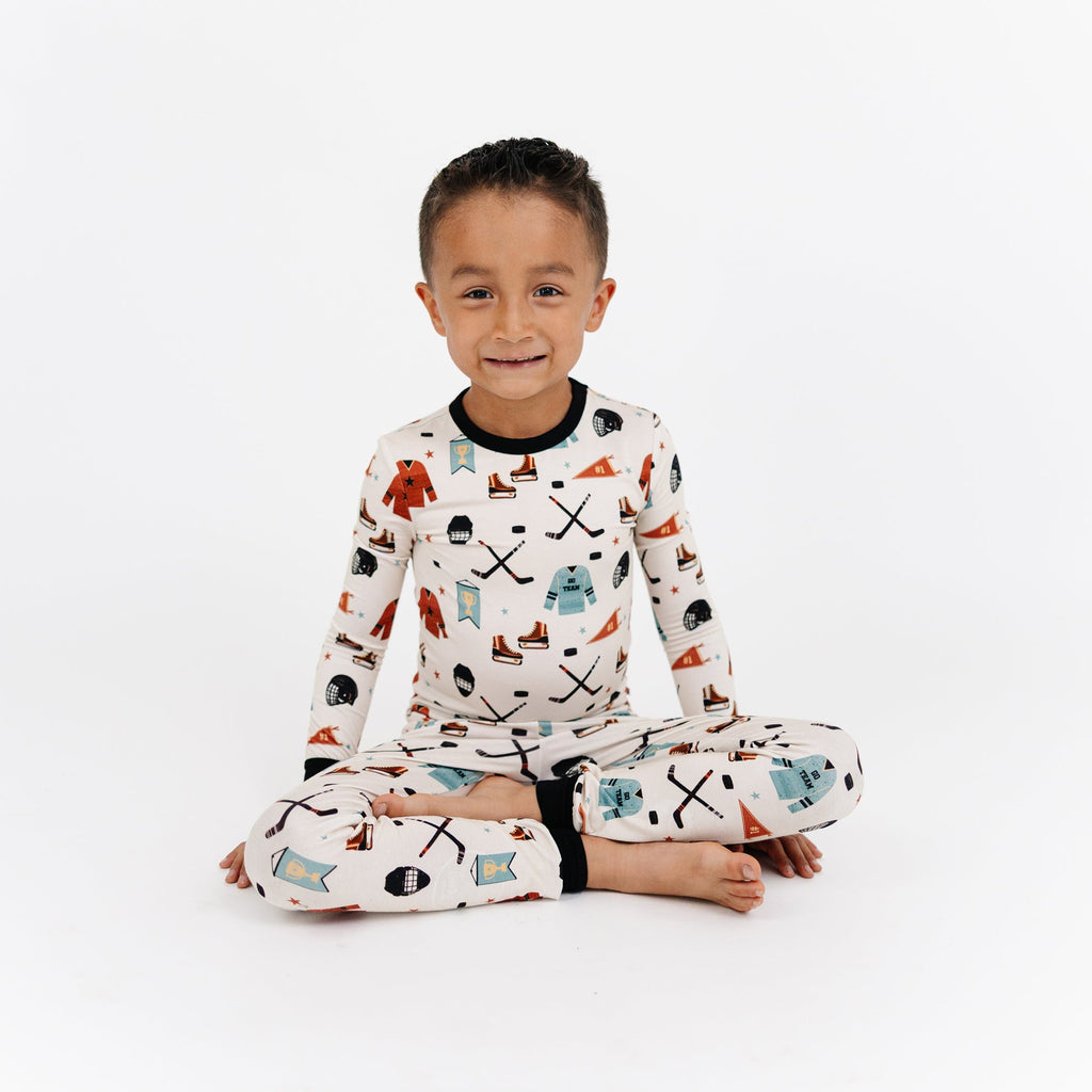 Hat Trick Hockey Two-Piece Bamboo Long Sleeve Pajama Kids Pants Set