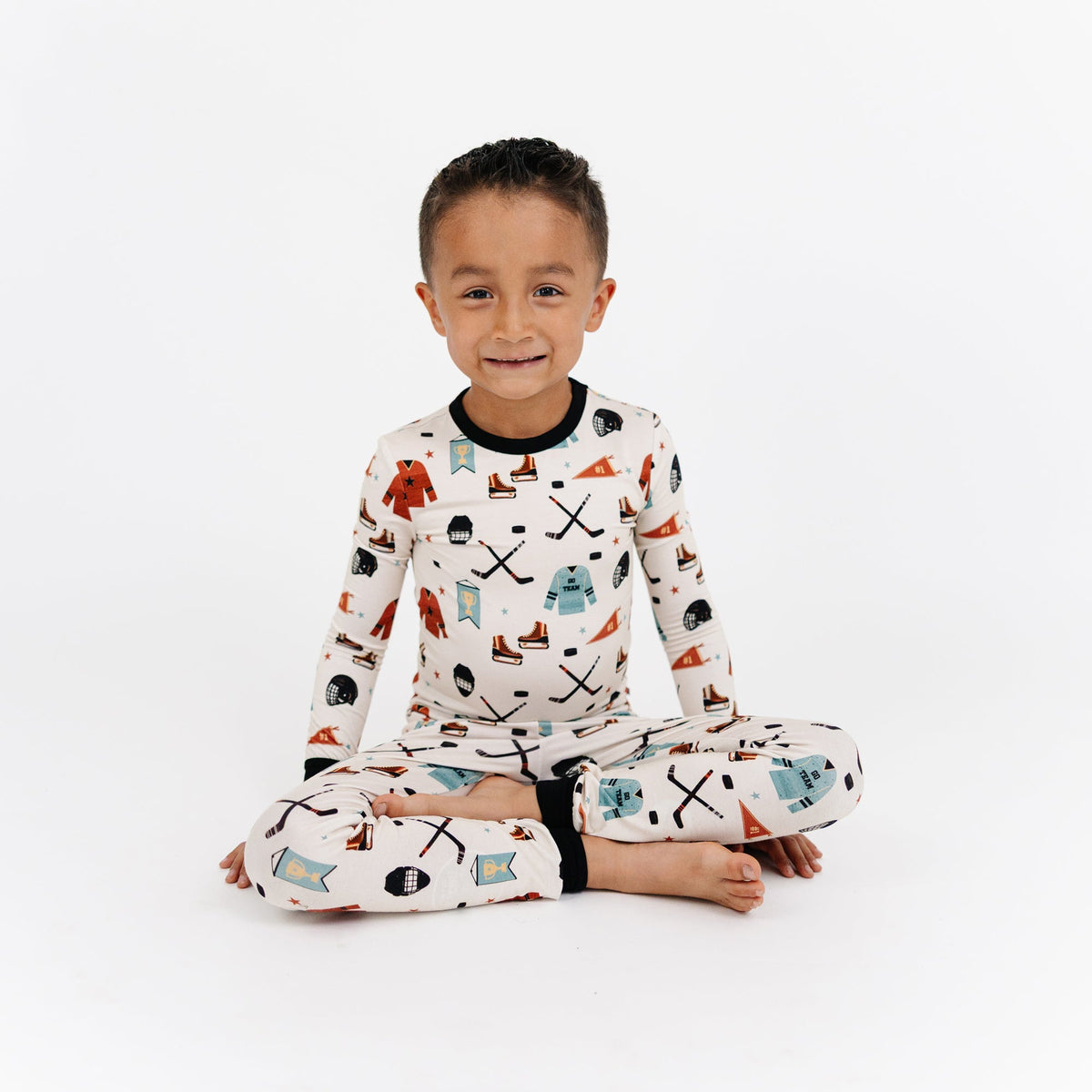 Hat Trick Hockey Two-Piece Bamboo Long Sleeve Pajama Kids Pants Set