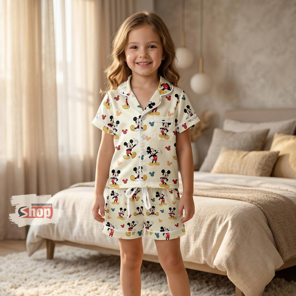 Kids Cartoon Mouse Pajama Set, Toddler Short Sleeve Summer Sleepwear, Cute Character PJs Outfit for Boys and Girls