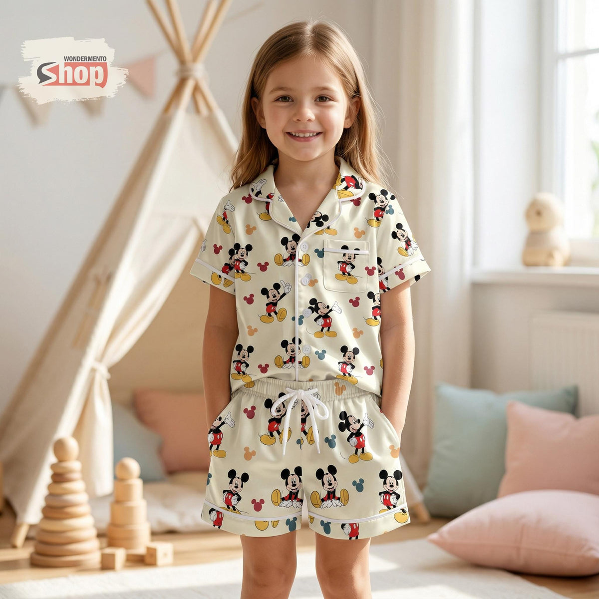 Kids Cartoon Mouse Pajama Set, Toddler Short Sleeve Summer Sleepwear, Cute Character PJs Outfit for Boys and Girls