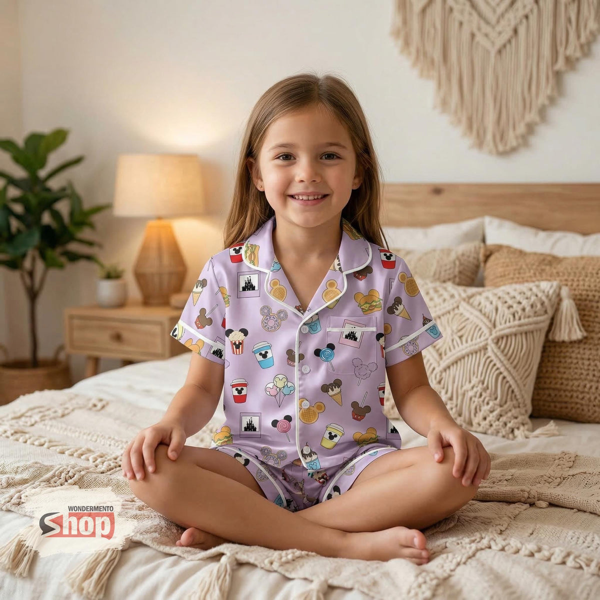 Disney Snacks Pajamas Set For Kids, Cute Disney Drinks Short Pajama Set, Toddler Sleepwear Outfit, Summer Kids PJs Gift Birthday Christmas