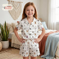 Disney Cats Kids Pajamas Set, Marie Aristocats Cheshire Cat Satin Short PJs for Girls, Cute Cartoon Sleepwear Gift