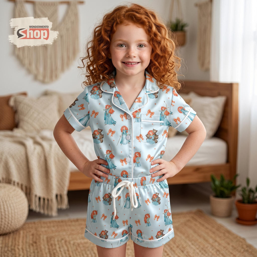 Merida Brave Kids Pajamas Set, Princess Toddler Short PJs, Disney Sleepwear, Satin Pajama Set, Cute Girls Bedtime Outfit