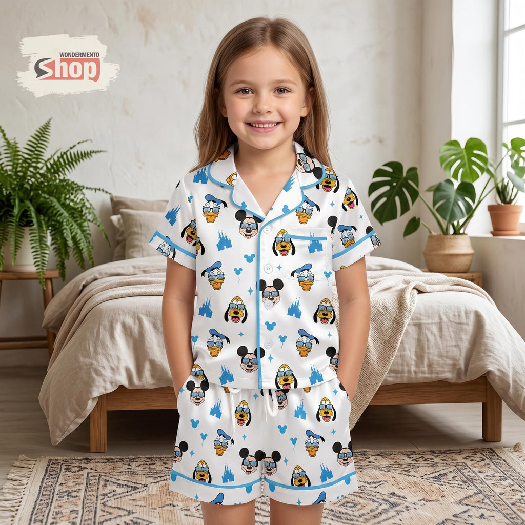 Disney Mickey Donald Pluto Kids Pajamas Set, Toddler Character Sleepwear, Family Trip Outfit, Short Sleeve PJs Gift