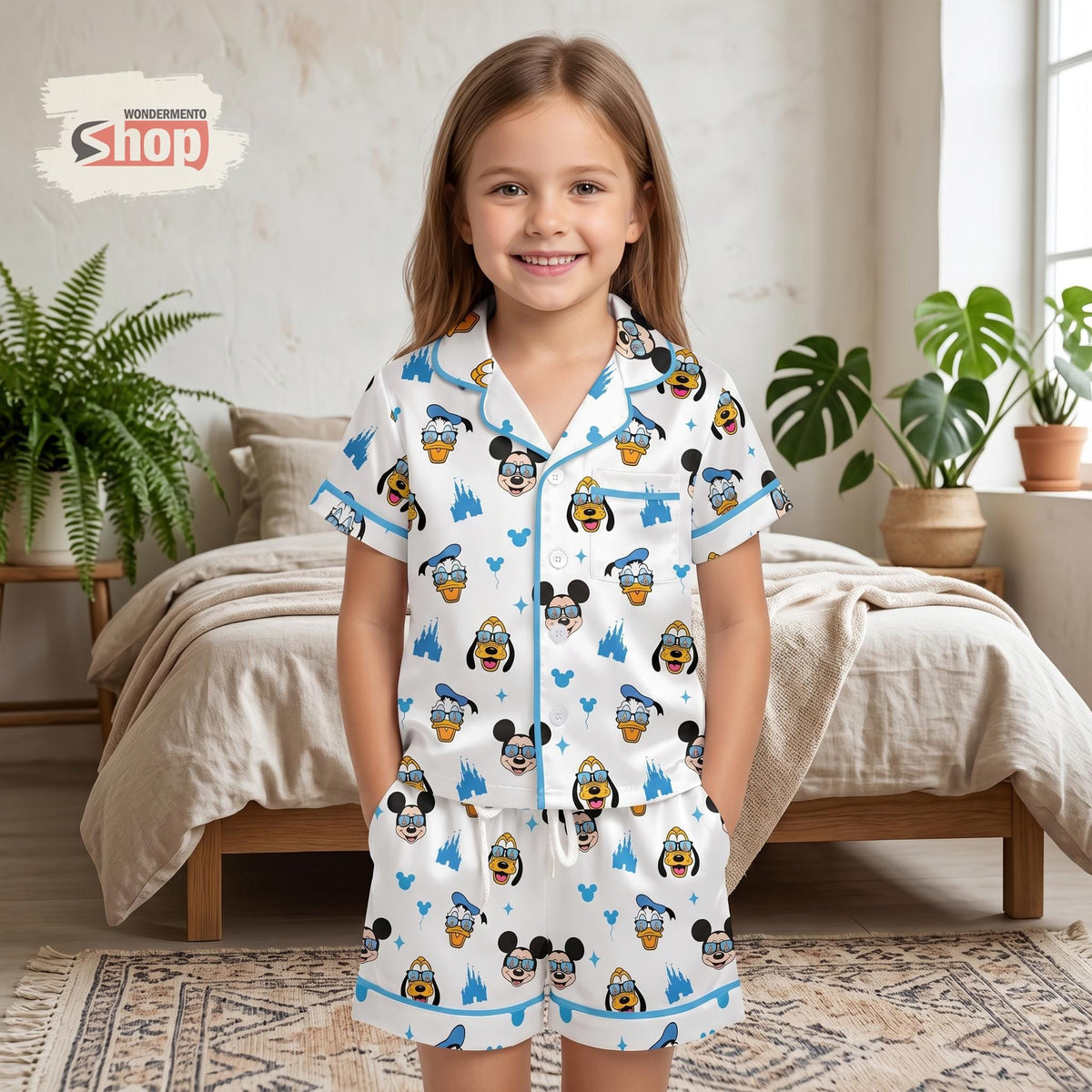 Disney Mickey Donald Pluto Kids Pajamas Set, Toddler Character Sleepwear, Family Trip Outfit, Short Sleeve PJs Gift