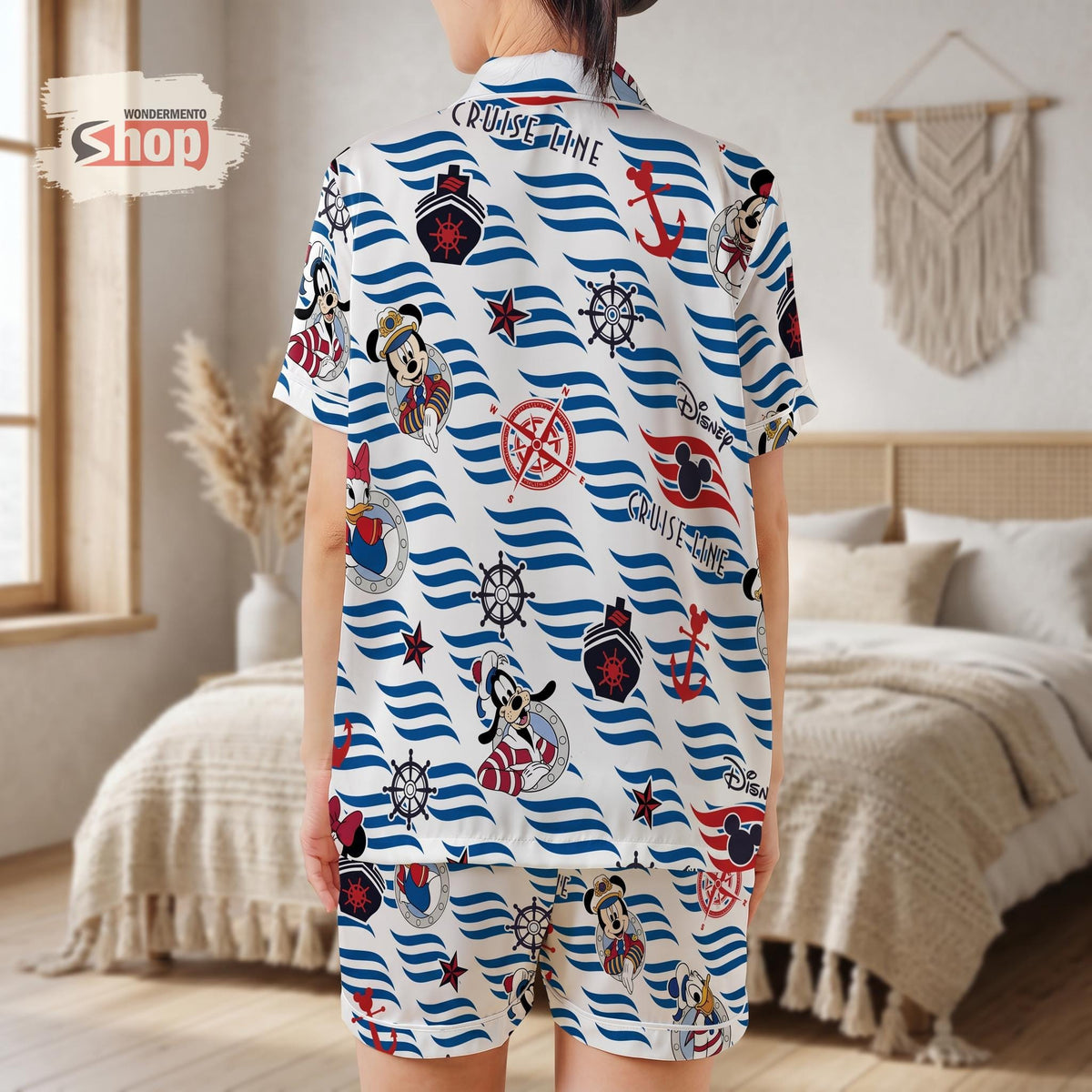 Disney Cruise Satin Pajamas Set, Mickey Minnie Nautical Sleepwear, Matching Family Vacation PJs, Summer Short Sleeve Pajama Outfit Gift