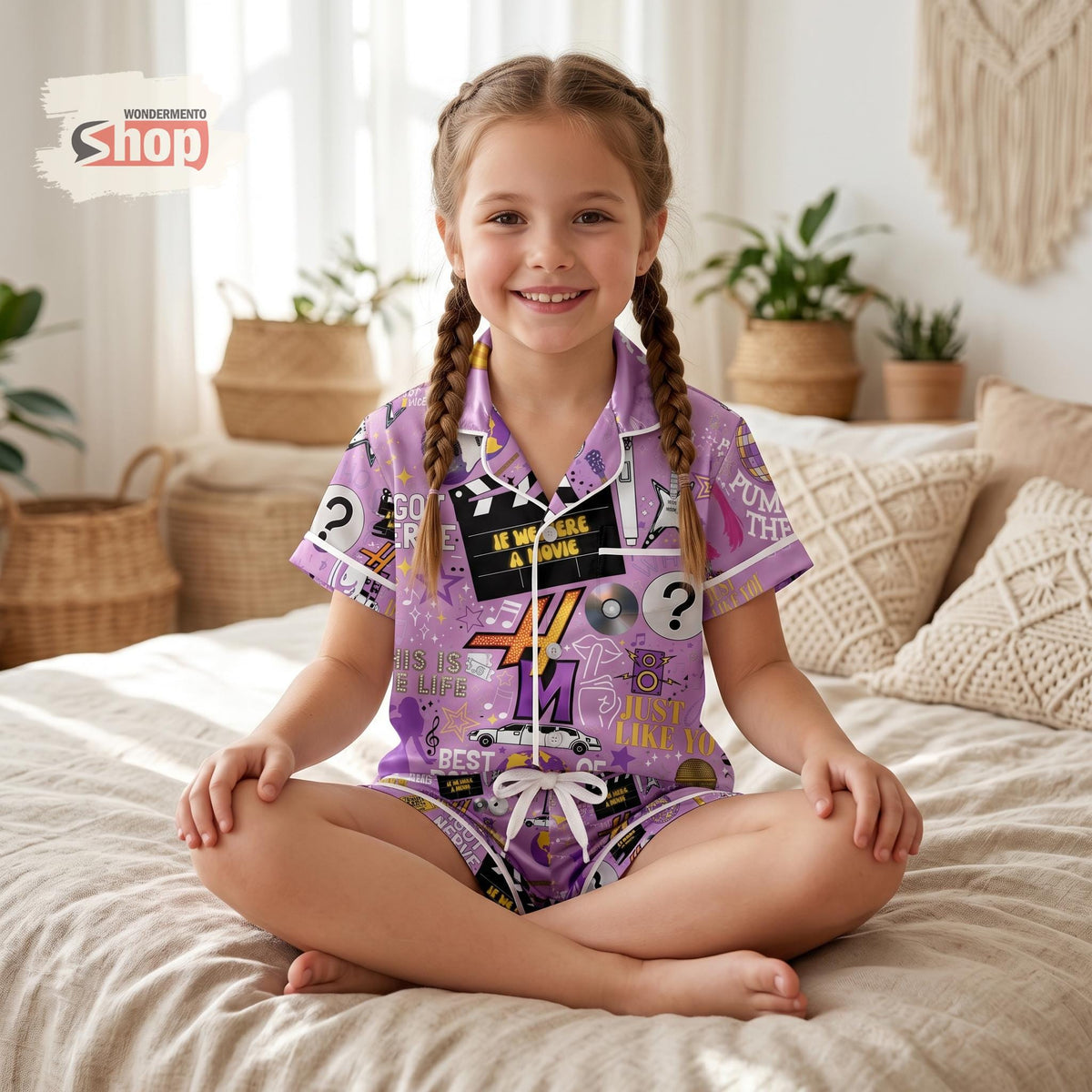 Hannah Montana Kids Satin Pajama Set, Disney Channel Pop Star Sleepwear, Best Of Both Worlds Girls Short Sleeve PJs