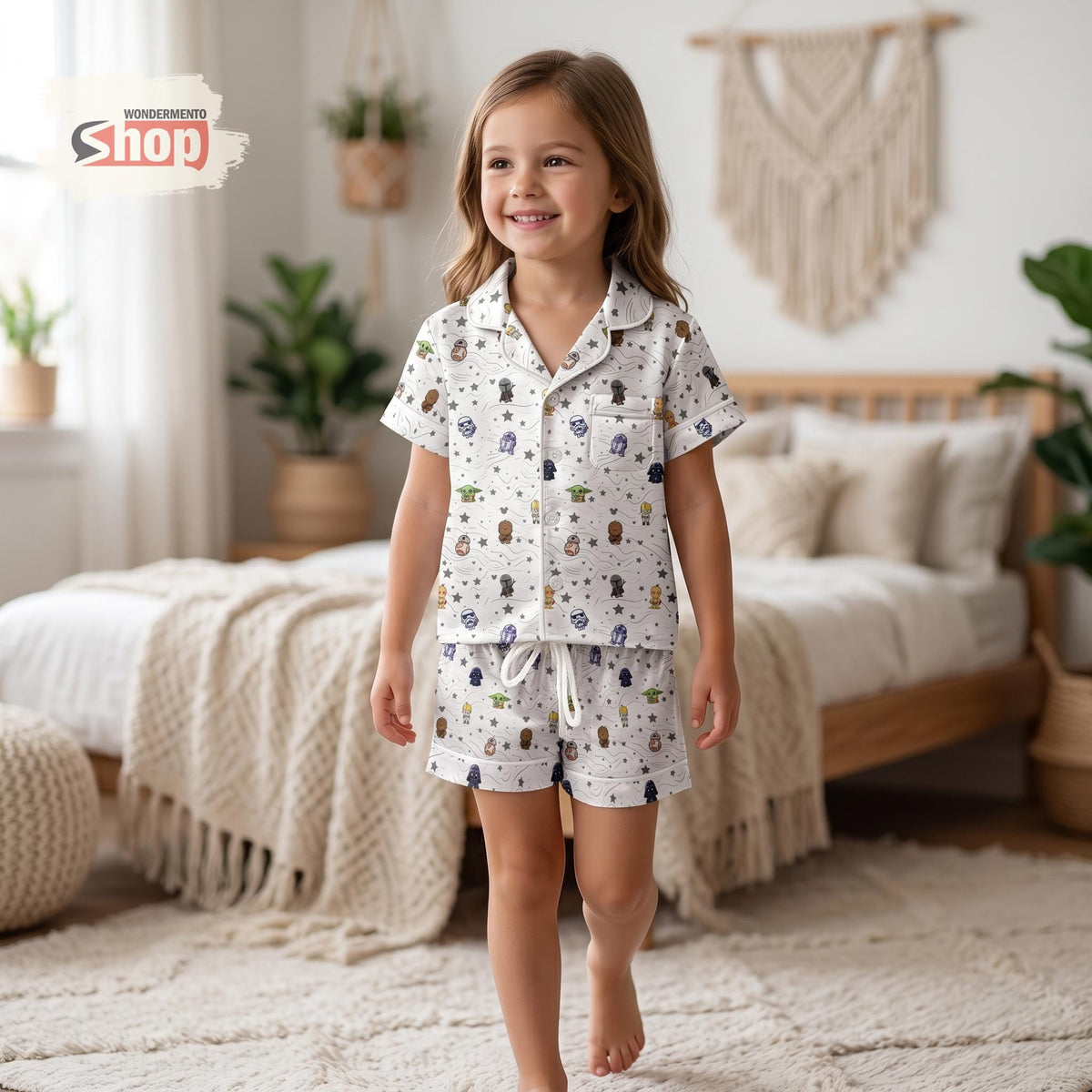 Star Wars Kids Pajama Set, Baby Yoda Chewbacca Darth Vader Disney Satin Sleepwear, Short Sleeve Button Up PJs, Toddler Birthday Gift 2026