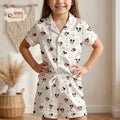 Mickey Minnie Mouse Kids Pajama Set, Disney Girls Satin Sleepwear, Cute Short Sleeve Button Up PJs, Toddler Summer Birthday Gift 2026