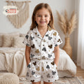 Mickey Mouse Ears Kids Satin Pajamas Set, Disney Leopard Cheetah Toddler Sleepwear, Animal Print Summer PJs, Safari Trip Gift For Girls
