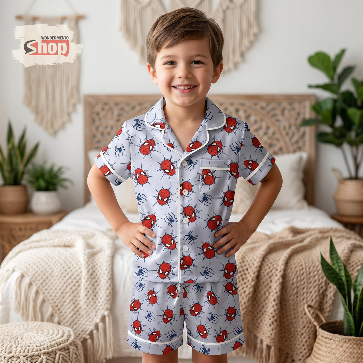 Spiderman Kids Satin Pajamas Set, Spider Man Short Pjs, Marvel Superhero Sleepwear, Boys Girls Birthday Gift, Toddler Outfit For Kids