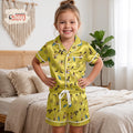 Powerline Max Roxanne Kids Satin Pajamas Set, A Goofy Movie Toddler Short PJs, Yellow Cartoon Sleepwear, Birthday Gift for Girls and Boys