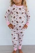 Long Sleeve Pajama Set - Blush Football