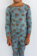 Long Sleeve Pajama Set - Green Football